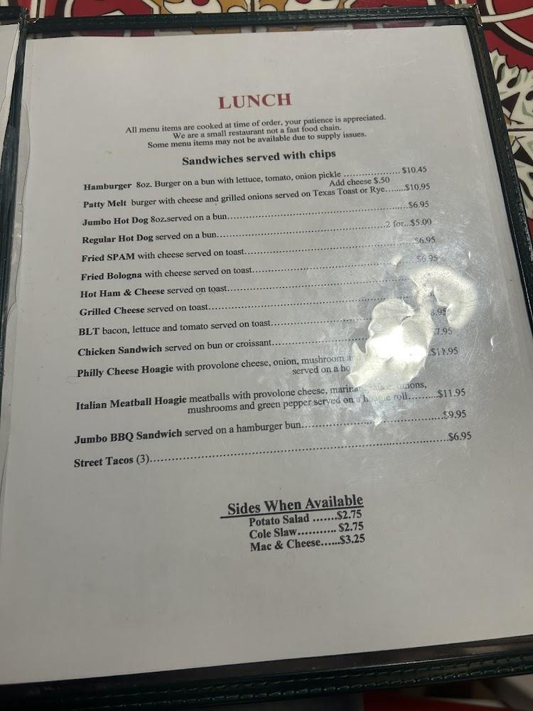 The Fillin Station Menu image 4